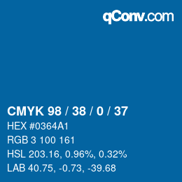 Color code: CMYK 98 / 38 / 0 / 37 | qconv.com