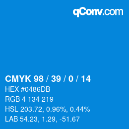 颜色代码: CMYK 98 / 39 / 0 / 14 | qconv.com