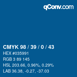 Color code: CMYK 98 / 39 / 0 / 43 | qconv.com
