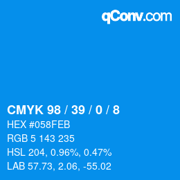 カラーコード: CMYK 98 / 39 / 0 / 8 | qconv.com