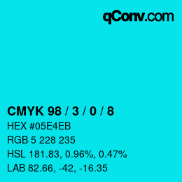 カラーコード: CMYK 98 / 3 / 0 / 8 | qconv.com