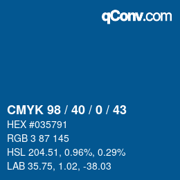 Color code: CMYK 98 / 40 / 0 / 43 | qconv.com