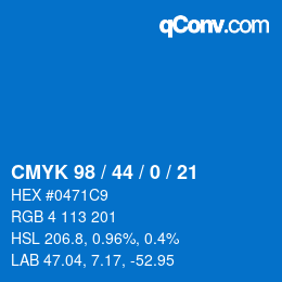 カラーコード: CMYK 98 / 44 / 0 / 21 | qconv.com