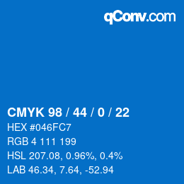 Color code: CMYK 98 / 44 / 0 / 22 | qconv.com