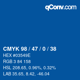 カラーコード: CMYK 98 / 47 / 0 / 38 | qconv.com