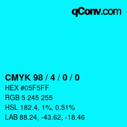 カラーコード: CMYK 98 / 4 / 0 / 0 | qconv.com