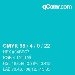 Color code: CMYK 98 / 4 / 0 / 22 | qconv.com