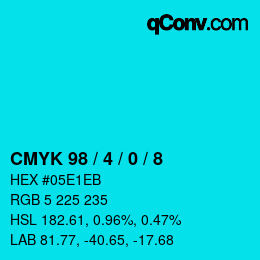 カラーコード: CMYK 98 / 4 / 0 / 8 | qconv.com
