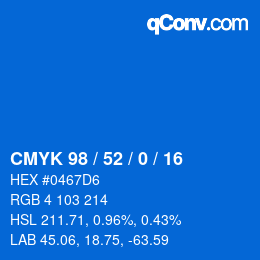 Color code: CMYK 98 / 52 / 0 / 16 | qconv.com