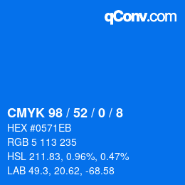 Color code: CMYK 98 / 52 / 0 / 8 | qconv.com