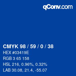 カラーコード: CMYK 98 / 59 / 0 / 38 | qconv.com