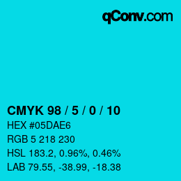 カラーコード: CMYK 98 / 5 / 0 / 10 | qconv.com