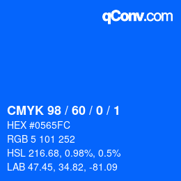 Color code: CMYK 98 / 60 / 0 / 1 | qconv.com