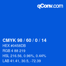 颜色代码: CMYK 98 / 60 / 0 / 14 | qconv.com