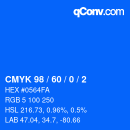 Color code: CMYK 98 / 60 / 0 / 2 | qconv.com