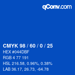 カラーコード: CMYK 98 / 60 / 0 / 25 | qconv.com