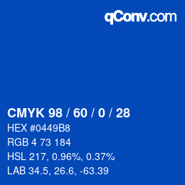 カラーコード: CMYK 98 / 60 / 0 / 28 | qconv.com