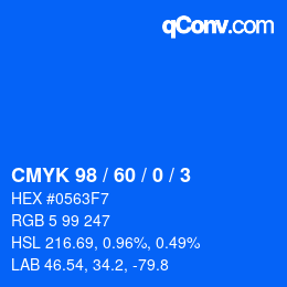 カラーコード: CMYK 98 / 60 / 0 / 3 | qconv.com