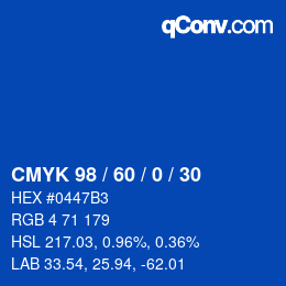 カラーコード: CMYK 98 / 60 / 0 / 30 | qconv.com