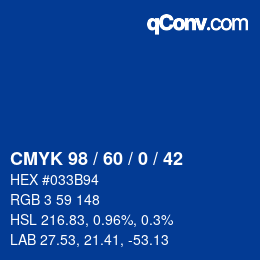 カラーコード: CMYK 98 / 60 / 0 / 42 | qconv.com