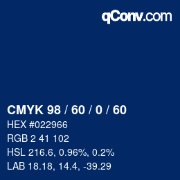 カラーコード: CMYK 98 / 60 / 0 / 60 | qconv.com