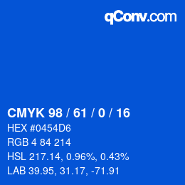 颜色代码: CMYK 98 / 61 / 0 / 16 | qconv.com