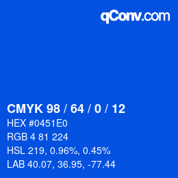 颜色代码: CMYK 98 / 64 / 0 / 12 | qconv.com