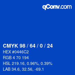 Farbcode: CMYK 98 / 64 / 0 / 24 | qconv.com