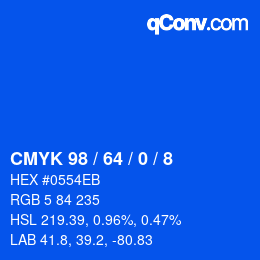 カラーコード: CMYK 98 / 64 / 0 / 8 | qconv.com
