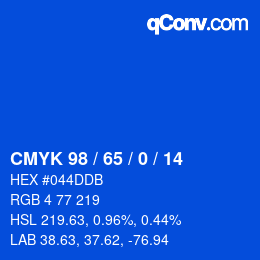 Color code: CMYK 98 / 65 / 0 / 14 | qconv.com