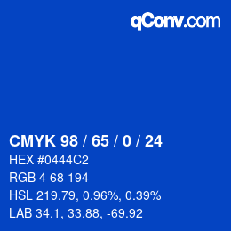 Color code: CMYK 98 / 65 / 0 / 24 | qconv.com