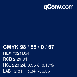 Color code: CMYK 98 / 65 / 0 / 67 | qconv.com