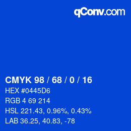 Color code: CMYK 98 / 68 / 0 / 16 | qconv.com