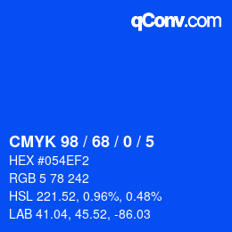 カラーコード: CMYK 98 / 68 / 0 / 5 | qconv.com