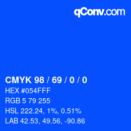 Color code: CMYK 98 / 69 / 0 / 0 | qconv.com