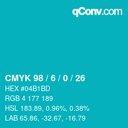 Color code: CMYK 98 / 6 / 0 / 26 | qconv.com