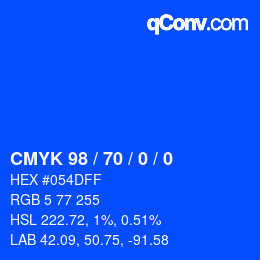 Color code: CMYK 98 / 70 / 0 / 0 | qconv.com