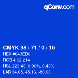 Color code: CMYK 98 / 71 / 0 / 16 | qconv.com