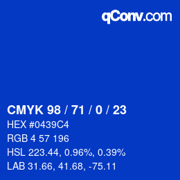 Color code: CMYK 98 / 71 / 0 / 23 | qconv.com