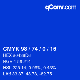 Color code: CMYK 98 / 74 / 0 / 16 | qconv.com