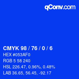 颜色代码: CMYK 98 / 76 / 0 / 6 | qconv.com