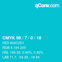 颜色代码: CMYK 98 / 7 / 0 / 18 | qconv.com