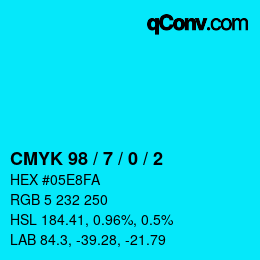 颜色代码: CMYK 98 / 7 / 0 / 2 | qconv.com