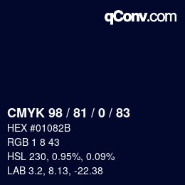 Color code: CMYK 98 / 81 / 0 / 83 | qconv.com