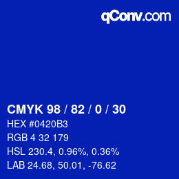 Color code: CMYK 98 / 82 / 0 / 30 | qconv.com