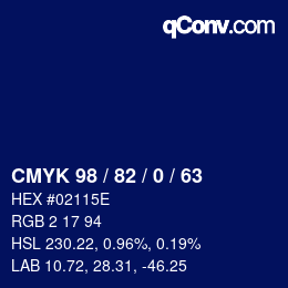 颜色代码: CMYK 98 / 82 / 0 / 63 | qconv.com