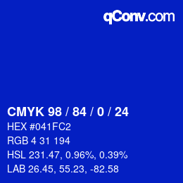 Farbcode: CMYK 98 / 84 / 0 / 24 | qconv.com