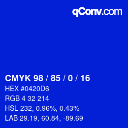 Color code: CMYK 98 / 85 / 0 / 16 | qconv.com