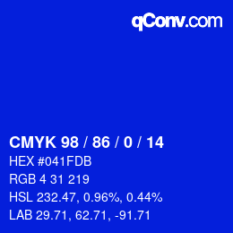 Código de color: CMYK 98 / 86 / 0 / 14 | qconv.com