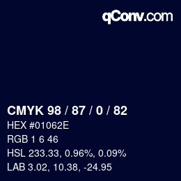Color code: CMYK 98 / 87 / 0 / 82 | qconv.com